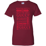 Gucci logomania print Red color gucci men's t shirt G200L Gildan Ladies' 100% Cotton T-Shirt