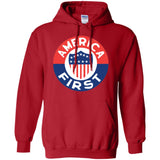 AMERICA FIRST! T shirt G185 Gildan Pullover Hoodie 8 oz.