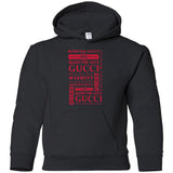 Gucci logomania print Red color gucci men's t shirt G185B Gildan Youth Pullover Hoodie