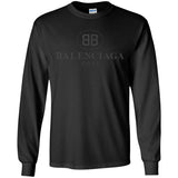 Balenciaga - Logo-print Cotton-jersey T-Shirt - White G240 Gildan LS Ultra Cotton T-Shirt