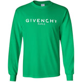 Givenchy Men's Destroyed Logo Graphic T-Shirt, Black, Men's G240 Gildan LS Ultra Cotton T-Shirt