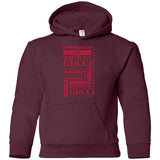 Gucci logomania print Red color gucci men's t shirt G185B Gildan Youth Pullover Hoodie