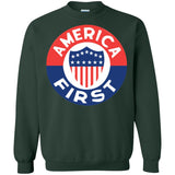 AMERICA FIRST! T shirt G180 Gildan Crewneck Pullover Sweatshirt  8 oz.