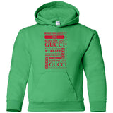 Gucci logomania print Red color gucci men's t shirt G185B Gildan Youth Pullover Hoodie