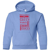 Gucci logomania print Red color gucci men's t shirt G185B Gildan Youth Pullover Hoodie