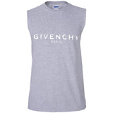 Givenchy Men's Destroyed Logo Graphic T-Shirt, Black, Men's G270 Gildan Men's Ultra Cotton Sleeveless T-Shirt