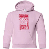 Gucci logomania print Red color gucci men's t shirt G185B Gildan Youth Pullover Hoodie