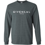 Givenchy Men's Destroyed Logo Graphic T-Shirt, Black, Men's G240 Gildan LS Ultra Cotton T-Shirt