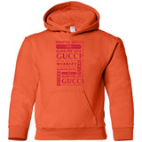 Gucci logomania print Red color gucci men's t shirt G185B Gildan Youth Pullover Hoodie