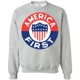 AMERICA FIRST! T shirt G180 Gildan Crewneck Pullover Sweatshirt  8 oz.