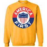 AMERICA FIRST agian! T shirt G180 Gildan Crewneck Pullover Sweatshirt  8 oz.