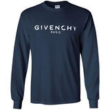 Givenchy Men's Destroyed Logo Graphic T-Shirt, Black, Men's G240 Gildan LS Ultra Cotton T-Shirt