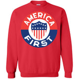 AMERICA FIRST agian! T shirt G180 Gildan Crewneck Pullover Sweatshirt  8 oz.