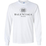 Balenciaga - Logo-print Cotton-jersey T-Shirt - White G240 Gildan LS Ultra Cotton T-Shirt