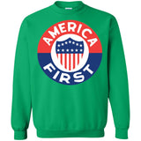 AMERICA FIRST agian! T shirt G180 Gildan Crewneck Pullover Sweatshirt  8 oz.