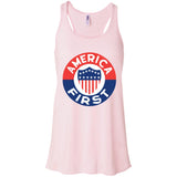 AMERICA FIRST agian! T shirt B8800 Bella + Canvas Flowy Racerback Tank