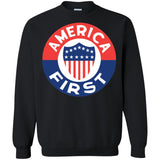 AMERICA FIRST agian! T shirt G180 Gildan Crewneck Pullover Sweatshirt  8 oz.