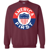 AMERICA FIRST! T shirt G180 Gildan Crewneck Pullover Sweatshirt  8 oz.