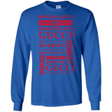Gucci logomania print Red color gucci men's t shirt G240 Gildan LS Ultra Cotton T-Shirt