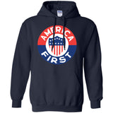 AMERICA FIRST! T shirt G185 Gildan Pullover Hoodie 8 oz.