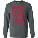 Gucci logomania print Red color gucci men's t shirt G240 Gildan LS Ultra Cotton T-Shirt
