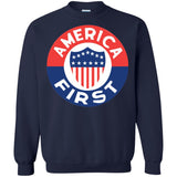 AMERICA FIRST agian! T shirt G180 Gildan Crewneck Pullover Sweatshirt  8 oz.