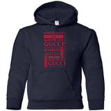 Gucci logomania print Red color gucci men's t shirt G185B Gildan Youth Pullover Hoodie