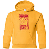 Gucci logomania print Red color gucci men's t shirt G185B Gildan Youth Pullover Hoodie