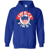 AMERICA FIRST! T shirt G185 Gildan Pullover Hoodie 8 oz.